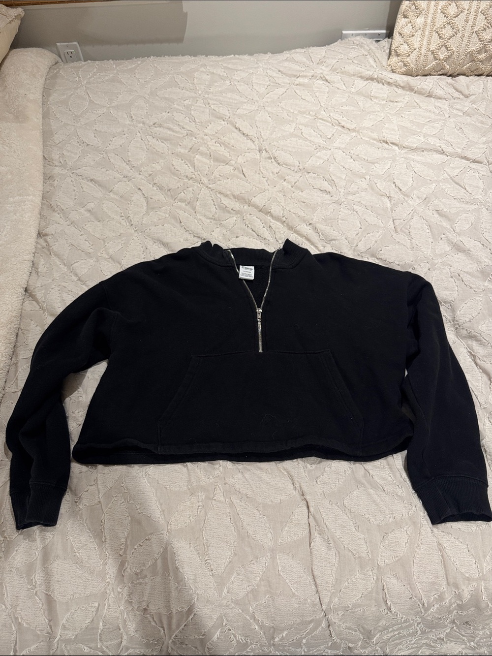 PINK Victoria's Secret Black Cropped Half-Zip Sweatshirt